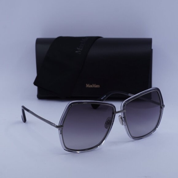 MaxMara ELSA3 MM0054 12B Geometric Sunglasses - Ruthenium/Smoke - Picture 4 of 9